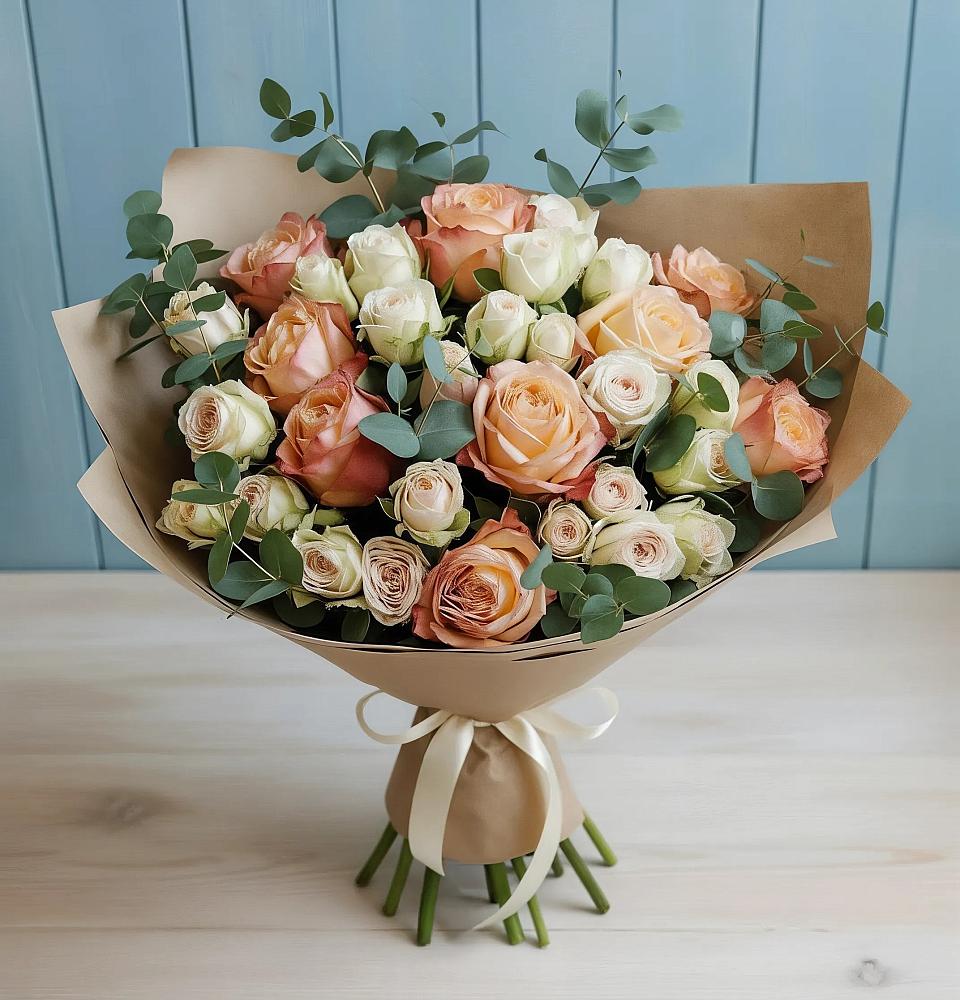 Букет цветов из: Альстромерии и Розы в Поселок Володарского