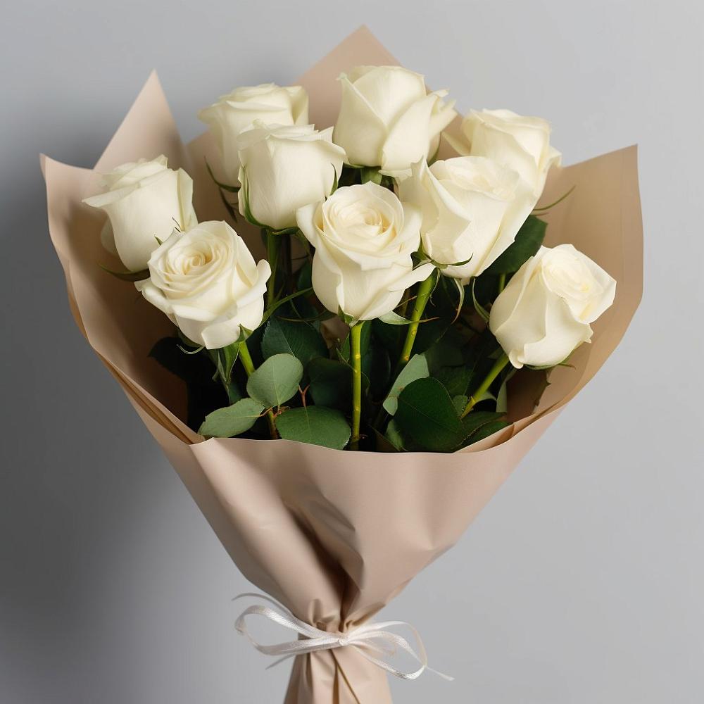 Букет 9 Белых роз Эдлесс Лав в Поселок Володарского