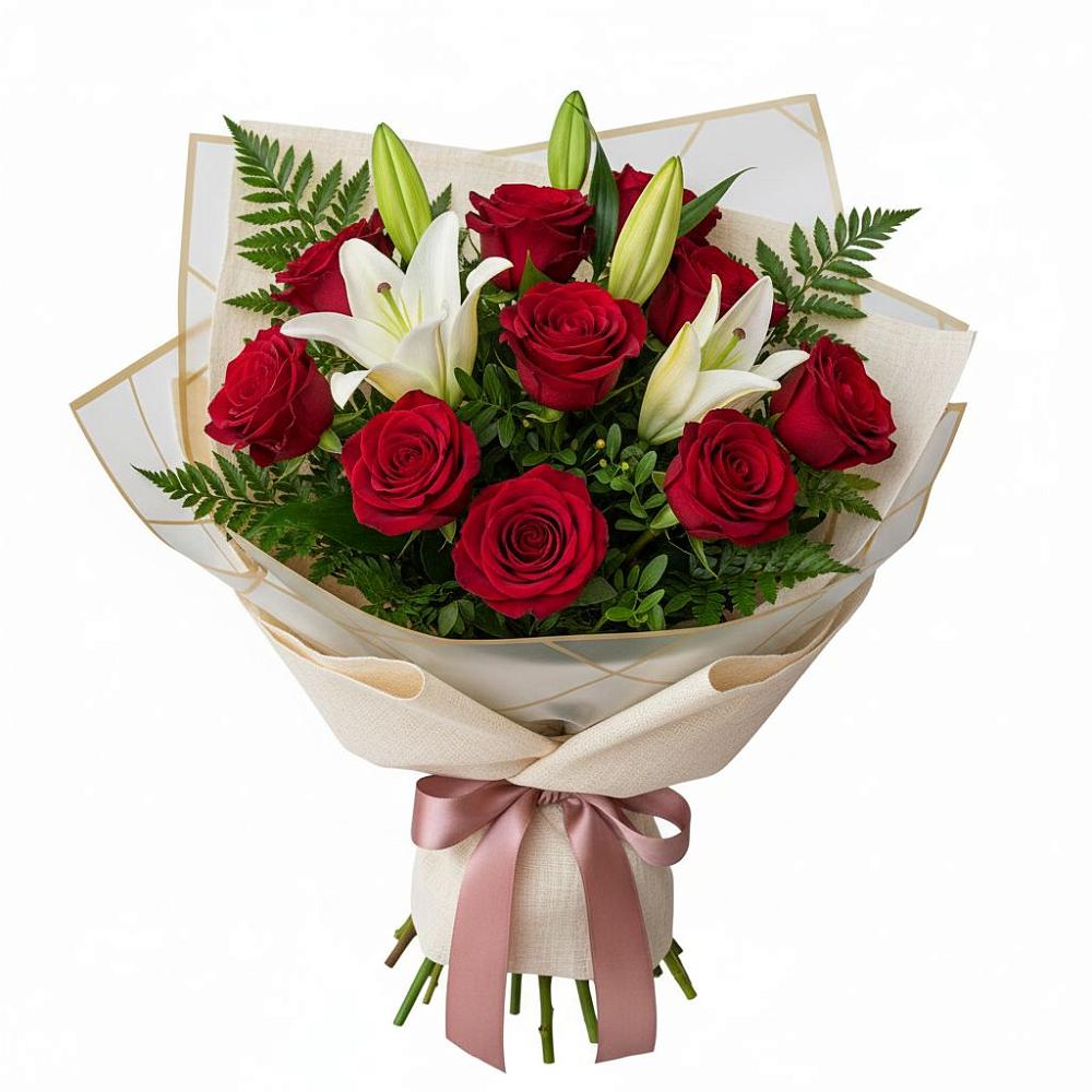 Букет цветов из: Лилии и Розы в Поселок Володарского