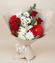 Букет цветов из:  Розы, Хризантемы, Герберы и Лилии в Поселок Володарского