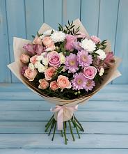 Букет цветов из:  Хризантемы, Розы и Альстромерии в Поселок Володарского