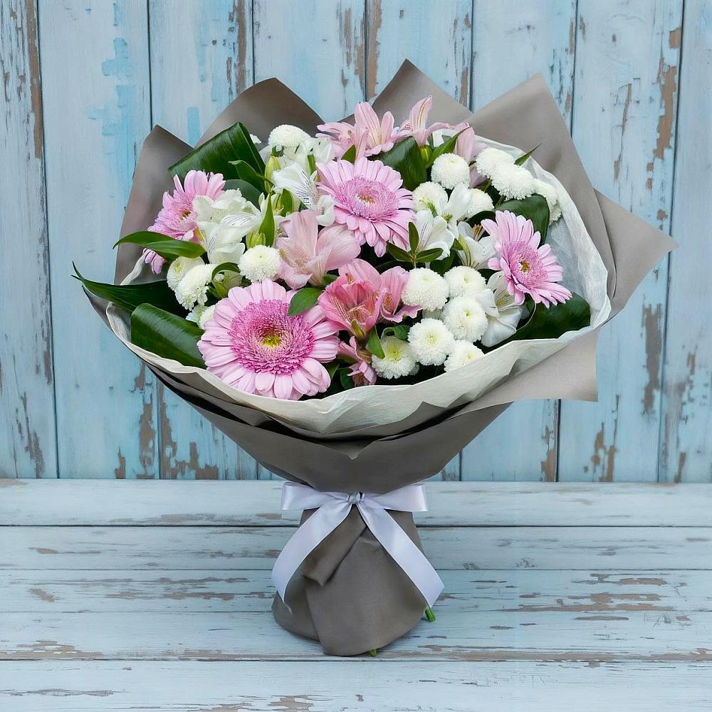 Букет цветов из: Герберы, Альстромерии и Хризантемы в Поселок Володарского