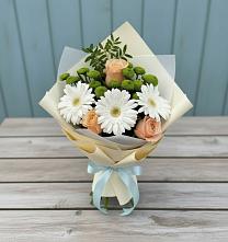 Букет цветов из:  Герберы, Розы и Хризантемы в Поселок Володарского