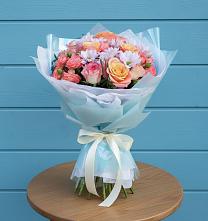 Букет цветов из:  Хризантемы и Розы в Поселок Володарского
